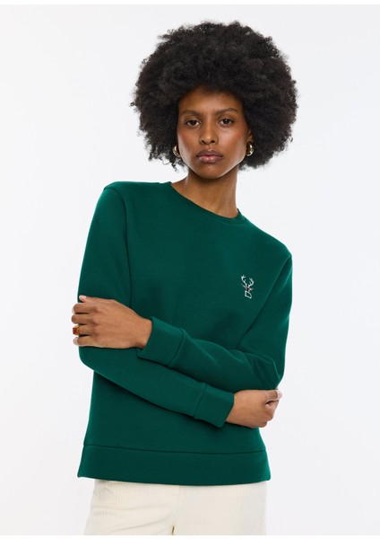 Rudolph Haki Baskılı Kadın Sweatshirt indirimleri