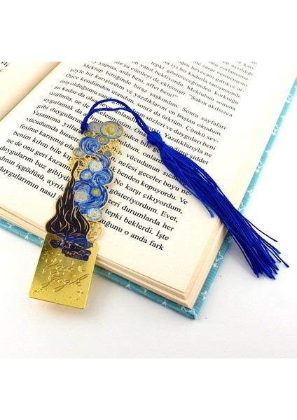 Vincent Van Gogh Yıldızlı Gece Altın Rengi Metal Kitap Ayracı Püsküllü AY022 fiyatları