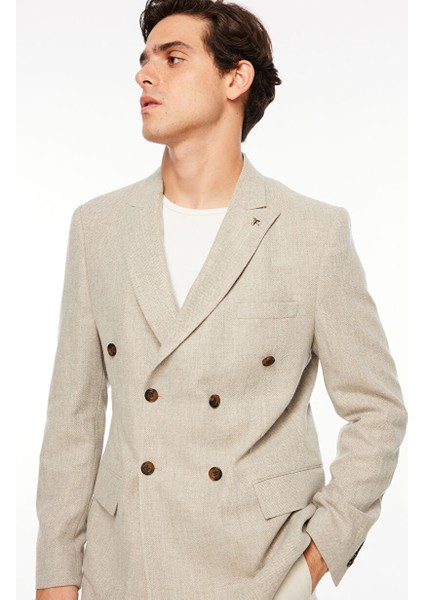Slim Fit Bej Erkek Düz Ceket F3WM-CKT174 modelleri