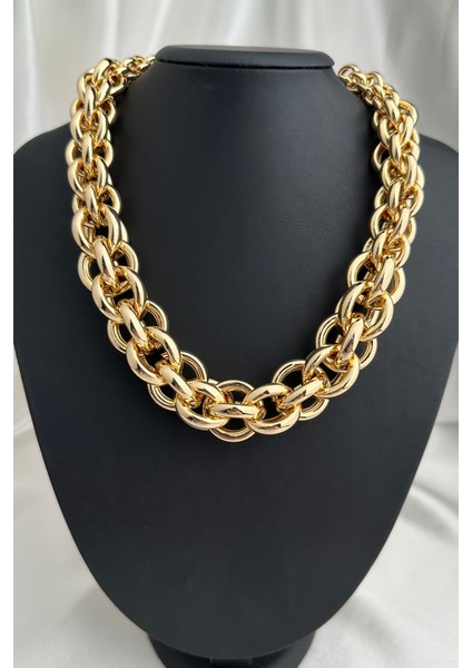 Iç Içe Geçme Halkalar Tasarım Zincir Kolye (40CM)