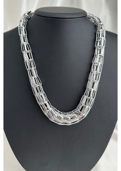 Çok Sıralı Zincir Tasarım Kolye (40cm)