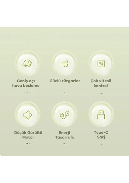 Ally S21 Şarjlı Fan Ergonomik Ev Ofis Sessiz VANTILATÖR-(1903) - NFND5169-2581