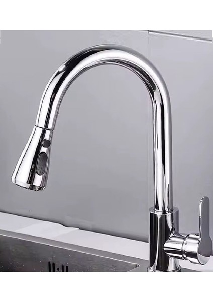 Krom Spiralli Eviye Bataryası Çift Modlu Çek Bırak Uzayan Başlık Prinç Gövde Mutfak Musluk