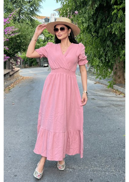 Müslin Kumaş Elbise - Pudra fiyatları