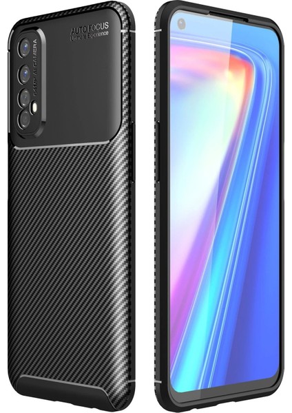 Realme 7 Kılıf Auto Focus Karbon Kapak - Siyah - TKNAL7315-5858