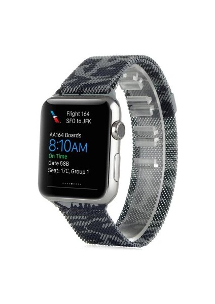 Ally Apple Watch 7-8 45MM 6-5-4 44MM Kayış Kordon Metal Milano Loop Kamuflaj 3-2-1 - TKNAL2458-14