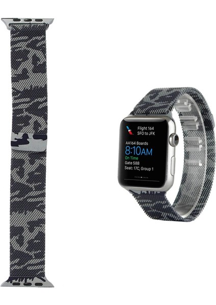Ally Apple Watch 7-8 45MM 6-5-4 44MM Kayış Kordon Metal Milano Loop Kamuflaj 3-2-1 - TKNAL2458-14 fırsatları