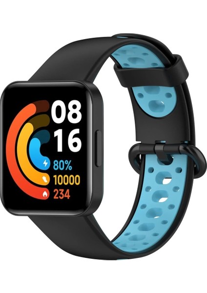 Xiaomi Redmi Watch 2 Spor Delikli Kordon - Siyah-Mavi - TKNAL3414-2515