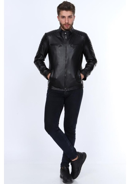 Hakiki Deri Siyah Javadd Fermuarlı Erkek Deri Ceket fiyatları
