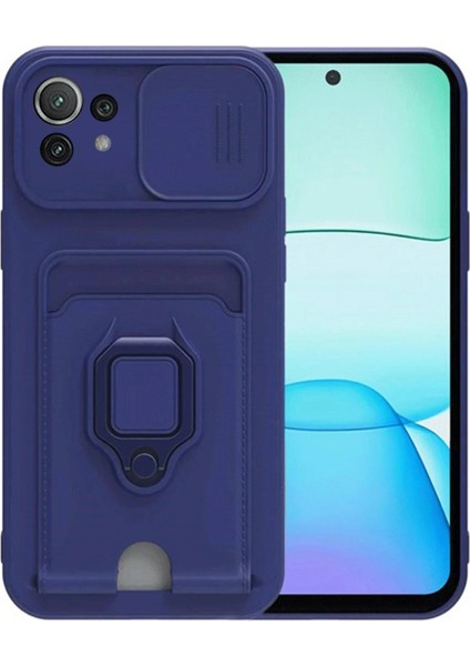Xiaomi Mi 11 Lite Kılıf Zuma Kartvizitli Yüzüklü Silikon - Lacivert - NFND7707-7829