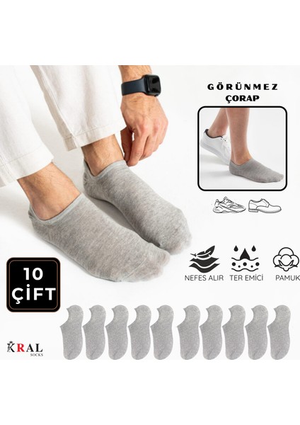 Erkek - Kadın Düz Desen (10 Çift) Snikers Pamuklu Terletmez Çorap