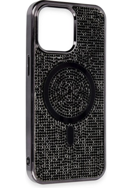 iPhone 15 Pro Max Kılıf Diamond Magsafe Kapak - Siyah - NFND1505-1178