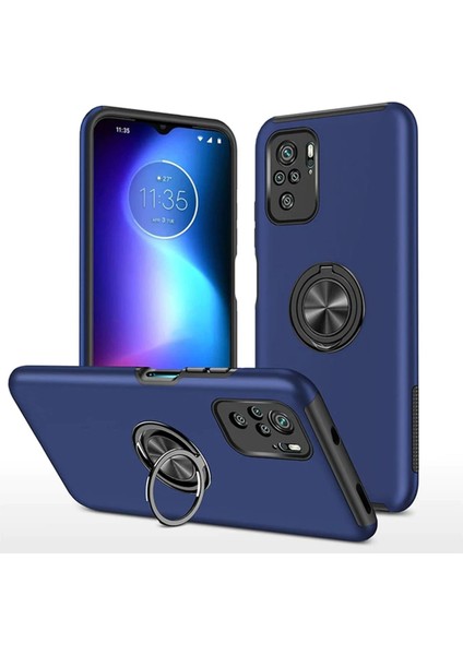 Xiaomi Poco F3 Kılıf Elit Yüzüklü Kapak - Lacivert - TKNAL1458-3549