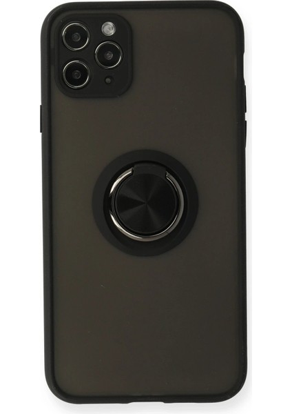 iPhone 11 Pro Kılıf Montreal Yüzüklü Silikon Kapak - Siyah - TKNAL5554-6932