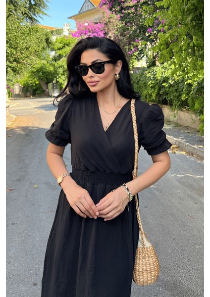 Müslin Kumaş Elbise - Siyah modelleri