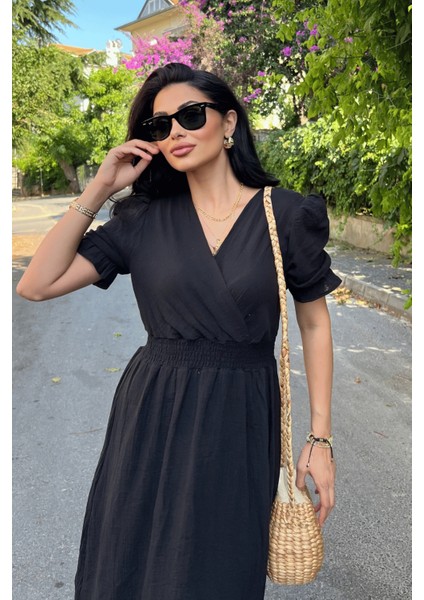 Müslin Kumaş Elbise - Siyah fırsatları