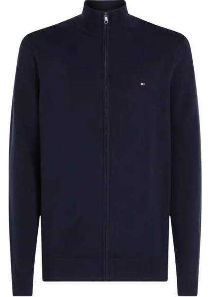 Erkek Fermuarlı Dik Yaka Pamuklu Triko Hırka - Lacivert indirimleri