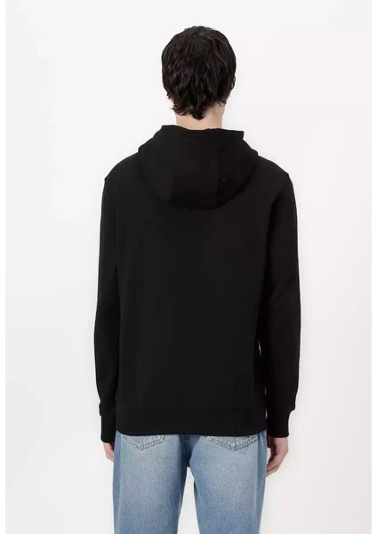 Erkek Kapüşonlu Baskı Logolu Sweatshirt - Siyah fiyatları