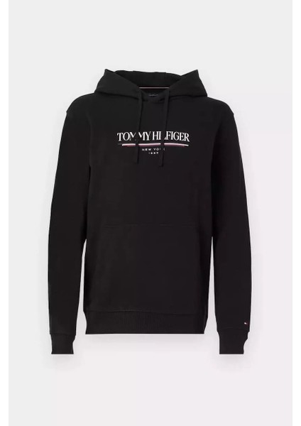 Erkek Kapüşonlu Baskı Logolu Sweatshirt - Siyah fırsatları