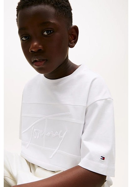 Erkek Çocuk Signature Embroidery T-Shirt - Beyaz fırsatları