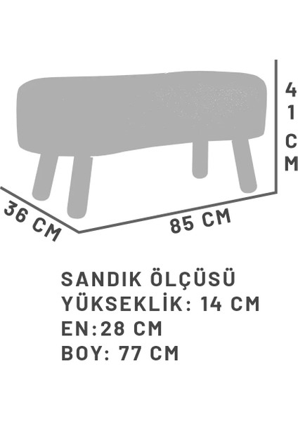 Scala Sandıklı Bohem Ahşap Ayaklı Puf/Bench, Gri fırsatları