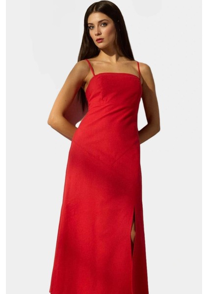 Dokuma Pamuk Keten Maxi Elbise A Line Kesim Kolsuz Modern Stil Rahat Kullanım fiyatları