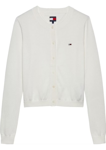 Kadın Essential Crew Neck Hırka - Ekru