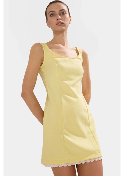 Dokuma Kumaştan A Kesim Mini Elbise 87% Polyester 13% Elastan Mükemmel Uyum Dayanıklı Malzeme