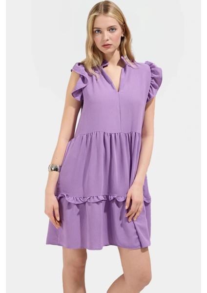 Şık Mini Elbise Aerobin Dokuma Polyester Düz Kesim Rahat Yazlık Zarifane Tasarım Kullanım