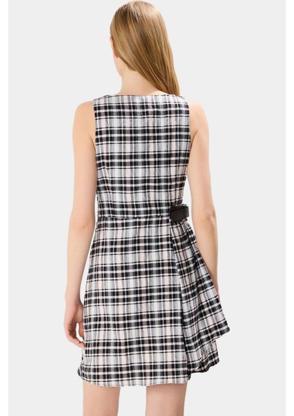 Şık A Kesim Ekose Mini Elbise 80 Pamuk 20 Polyester Dokuma Kumaş Kaliteli Işçilik Seçkin Malzeme modelleri