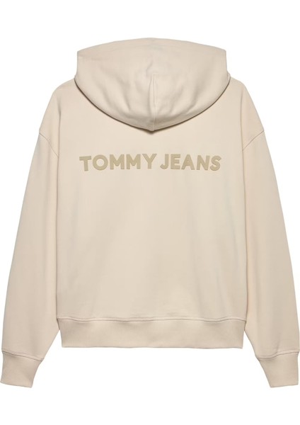 Erkek Cropped Fit Kapüşonlu Fermuarlı Sweatshirt - Krem fiyatları