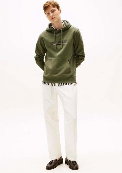 Erkek Kapüşonlu Baskı Logolu Sweatshirt - Haki fiyatları