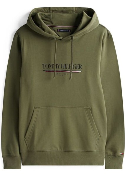 Erkek Kapüşonlu Baskı Logolu Sweatshirt - Haki fırsatları