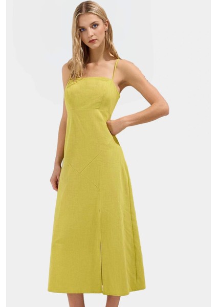 Dokuma Pamuk Keten Maxi Elbise A Line Kesim Kolsuz Modern Stil Rahat Kullanım fiyatları