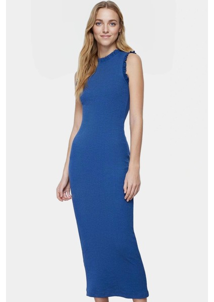 Kadın Midi Boy Örme Elbise 98 Pamuk 2 Elastan Bodycon Kalıp Günlük Stil Kullanım Için