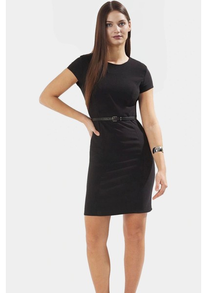 Polyester Elastan Dokuma Mini Elbise Kemerli ve Dik Yaka Mükemmel Uyum Şık Görünüm fiyatları