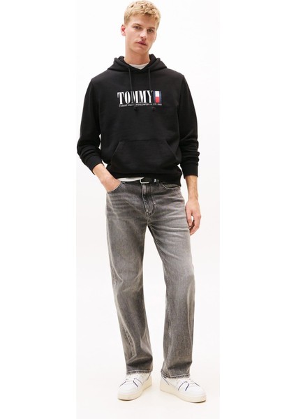 Erkek Regular Fit Kapüşonlu Grafik Logolu Sweatshirt - Siyah fiyatları