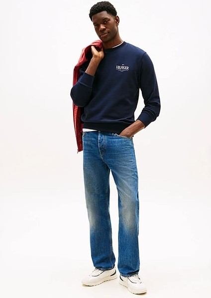 Erkek Regular Fit Baskı Logolu Pamuklu Sweatshirt - Lacivert fiyatları