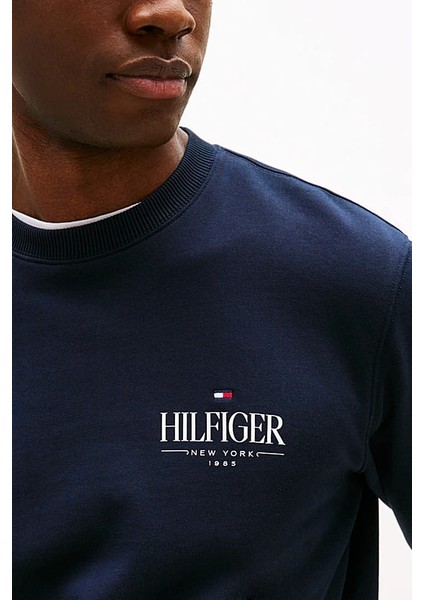 Erkek Regular Fit Baskı Logolu Pamuklu Sweatshirt - Lacivert fırsatları