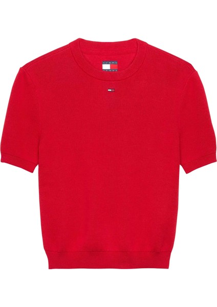 Kadın Kısa Kollu Tjw Essential Triko Kazak- Kırmızı