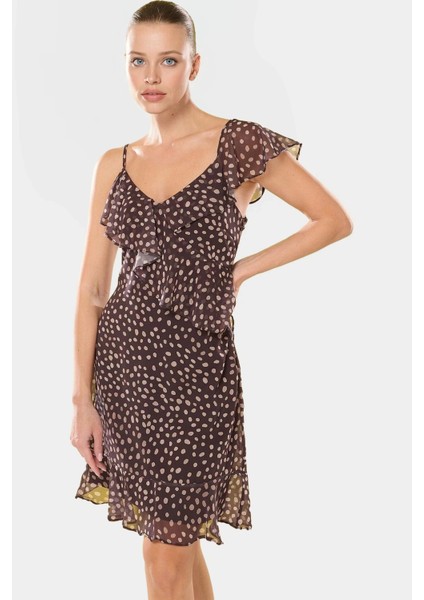 Şifon Dokuma Puantiyeli A Kesim Elbise Yaz Için Mükemmel Premium Kalite Özel Tasarım