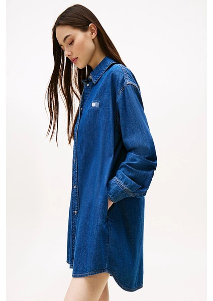 Kadın Relaxed Fit Kot Gömlek Elbise - Mavi modelleri