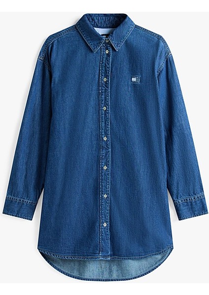 Kadın Relaxed Fit Kot Gömlek Elbise - Mavi indirimleri