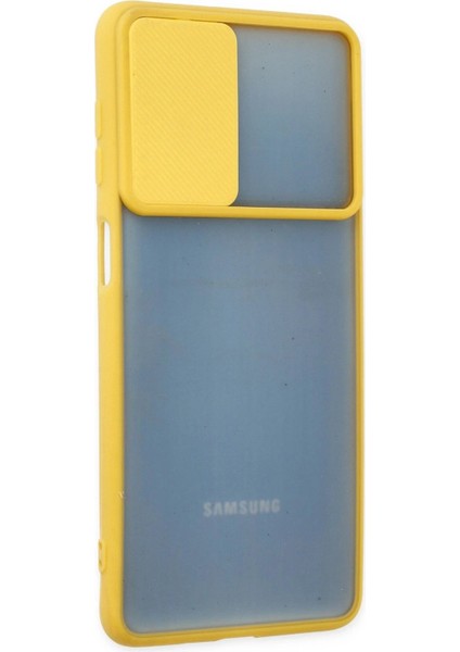 Samsung Galaxy M52 5g Kılıf Palm Buzlu Kamera Sürgülü Silikon - Sarı - NFND3328-3834 fiyatları