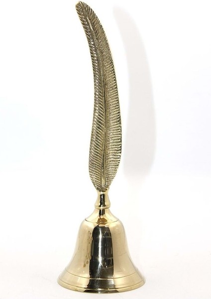 Kuş Tüyü Tasarım Pirinç El Çanı 27 cm