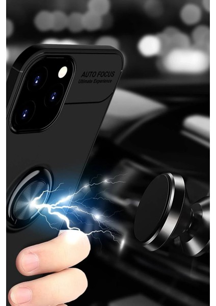 iPhone 12 Pro Max Kılıf Range Yüzüklü Silikon - Siyah-Kırmızı - NFND7555-3760
