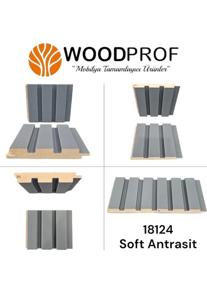 Woodprof Duvar Lambri Profili 18124 Soft Antrasit 8li 1 paket