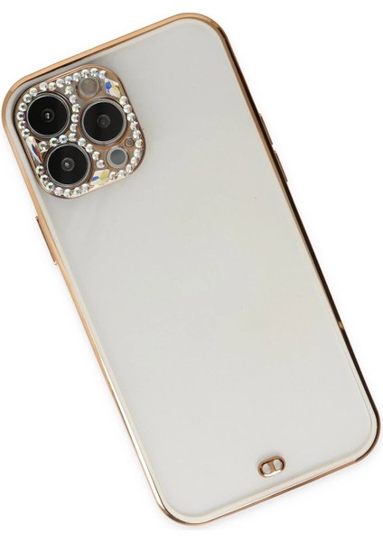 iPhone 13 Pro Kılıf Liva Taşlı Silikon - Beyaz - NFND1141-2650 fiyatları