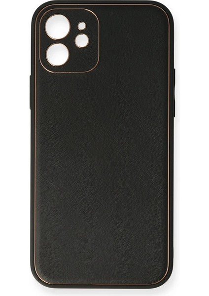 iPhone 12 Kılıf Coco Deri Silikon Kapak - Siyah - NFND2813-4881