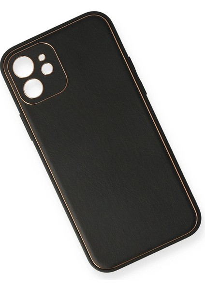 iPhone 12 Kılıf Coco Deri Silikon Kapak - Siyah - NFND2813-4881